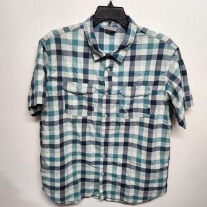 Columbia Shirt Mens XL Blue Green Plaid Omni-Wick Short Sleeve Outdoor‎ Hiking